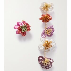 Cult Gaia Fabi Asymmetric Beaded Floral Earrings